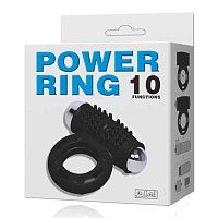 Вибрирующее кольцо Power Ring 10 режимов, черное 014355