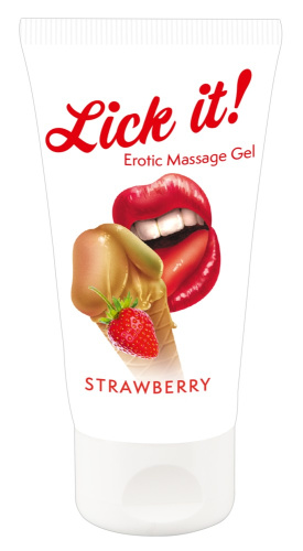 Съедобная смазка+массаж 3 в 1 " Клубника " Erotic Massage Gel Strawberry 50 мл