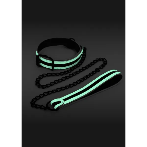 Ошейник с поводком светится в темноте Collar and Leash - Green