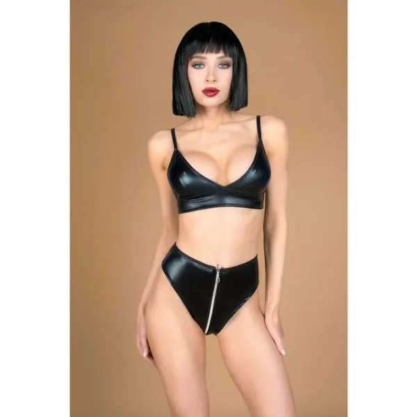 Комплект лиф и трусики с функциональной молнией из материала wet look(My Shadow)