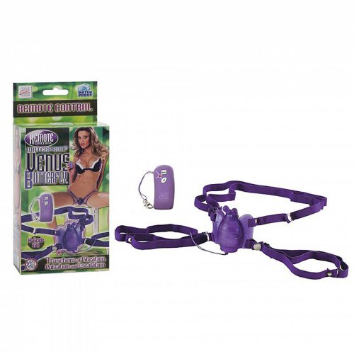 Стимулятор клитора на ремнях и радиоуправлении, фиолетовый фото 2