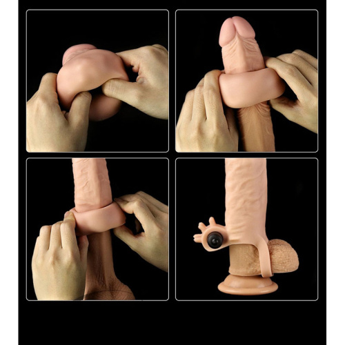 Насадка на пенис реалистик с вибропулей 1064 LV Flesh  фото 4