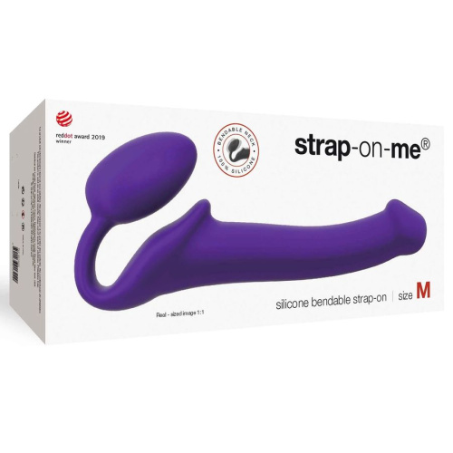 Страпон Strap-On-Me Semi-Realistic гнущийся, фиолетовый M, 18 см