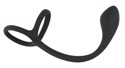Эрекционное кольцо с утяжкой на мошонку + анальный плаг Black Velvets Cock & Ball Ring + Plug 532975 фото 3