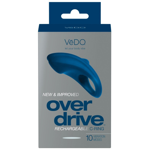 Синее перезаряжаемое эрекционное виброкольцо vedo over drive фото 2