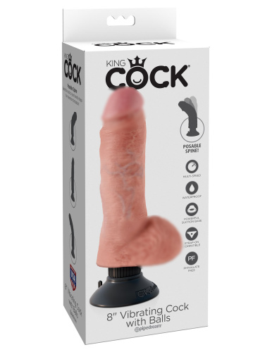 Вибромассажер 3в1 на съемной присоске 8 Vibrating Cock with Balls  фото 2