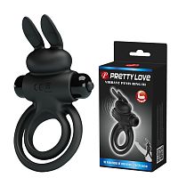 Эрекционное виброкольцо с двойным подхватом PrettyLove Vibrant Penis Ring III и клиторальным кролико