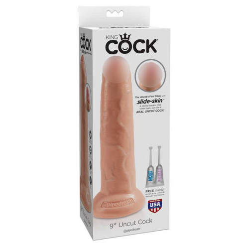 Фаллоимитатор на присоске необрезанный King Cock 9 Uncut Cock, телесный