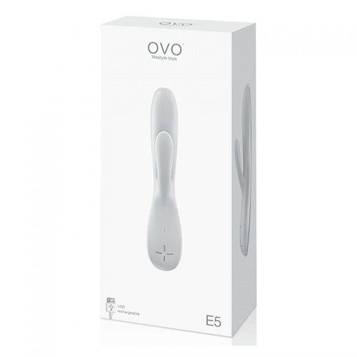 Вибратор rabbit перезаряжаемый белый E5-10 OVO фото 3