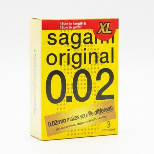 Презервативы Sagami Original 002 Extra Large полиуретановые, увеличенного размера, 3 шт.