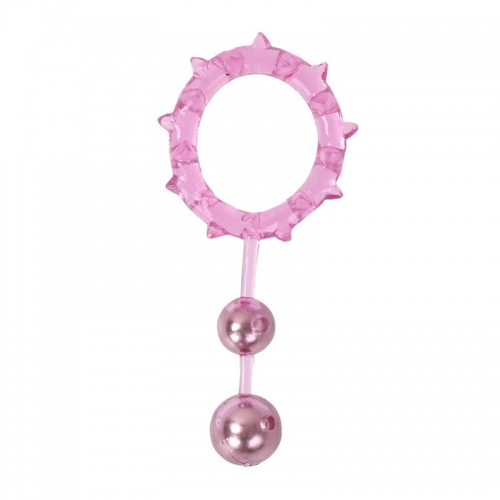 Кольцо эрекционное "BALL BANGER", 2 шарика, розовое фото 3