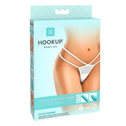 Белые трусики Remote Bow-Tie G-String S-M-L с вибрацией и анальным стимулятором фото 5
