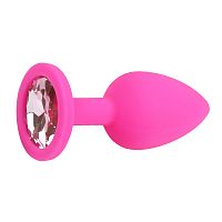 Анальная пробка силиконовая розовая L 069 RY, коробка