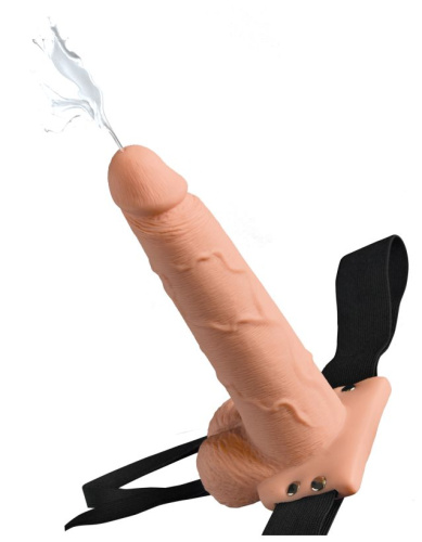 Полый страпон с функцией эякуляции 7.5 , телесный фото 3