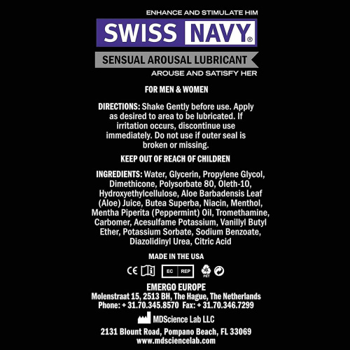 Лубрикант на водной основе "Swiss Navy Sensual Arousal Lubricant" 118мл фото 2