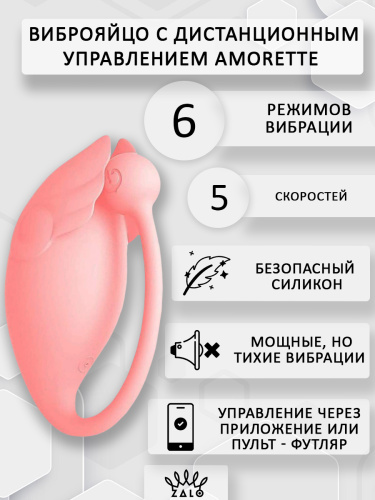Вибрирующее яйцо Zalo Amorette с дистанционным управлением Pink фото 2