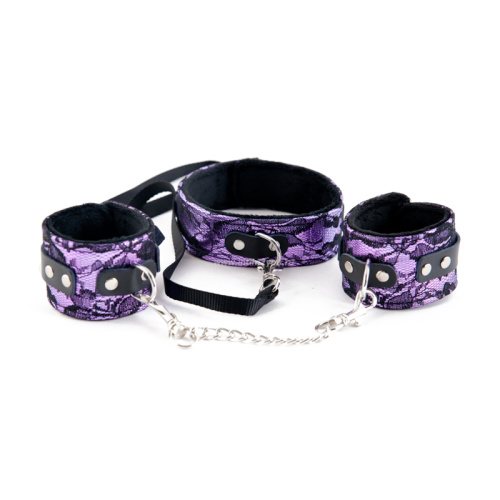 Кружевной набор пурпурный: ошейник и наручники 716013 TF фото 2
