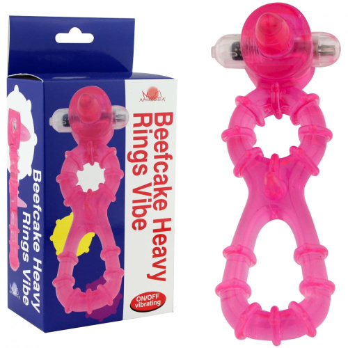 Виброкольцо "BEEFCAKE HEAVY RINGS VIBE", розовое фото 2