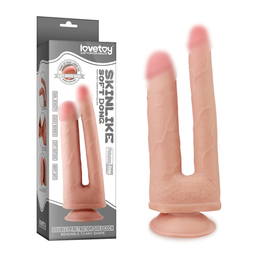Фаллоимитатор анально-вагинальный на присоске Double Penetration Soft Cock 313001 LV фото 2