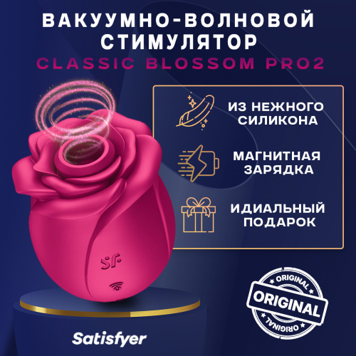 Вакуумно-волновой стимулятор с насадкой "жидкий воздух" Pro 2 Classic Blossom 65854 фото 2