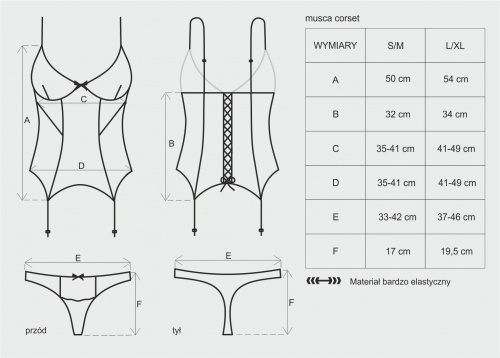 Корсет и трусики " Musca " S/M черный фото 4