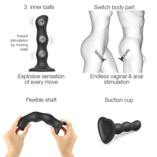 Фаллоимитатор Strap-On-Me Dildo Geisha Ball черный  XL, 19 см фото 3