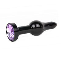 Анальная втулка черная "ANAL JEWELRY", кристалл фиолетовый