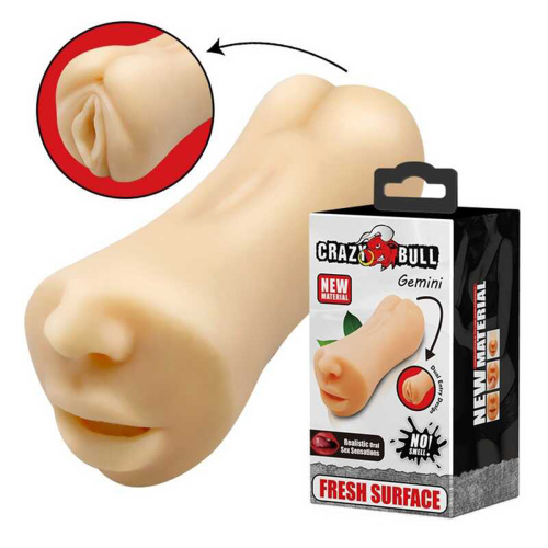 Двойной мастурбатор вагина и ротик Gemini, телесный 009215U фото 6