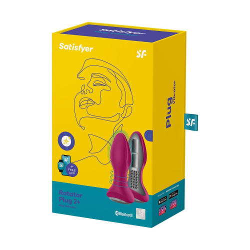 Малиновая вибропробка с вращением бусин Rotator Plug 2+ 003177 фото 2