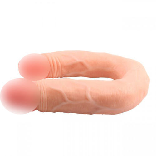Двухсторонний фаллоимитатор Overlap телесного цвета 471978533 фото 5