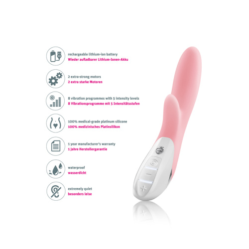 Вибромассажер "Danny Divido", со стимуляцией клитора, нежно-розовый фото 5