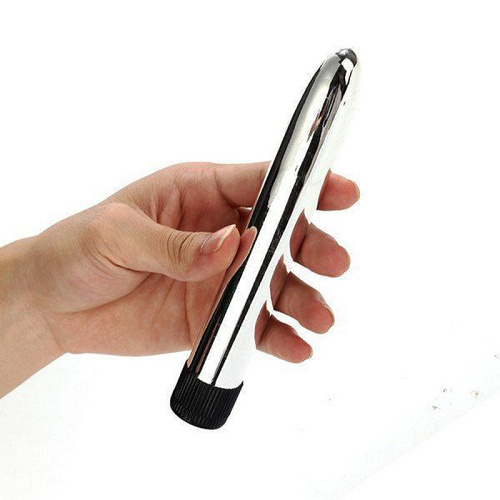 Вибромассажер классический гладкий  серебряный фото 3