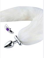 Хвост белый гибкий 130-S+MPJ-016-A