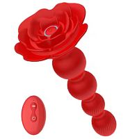 Вибромассажер анальный " Butt Plug Flower", Красный