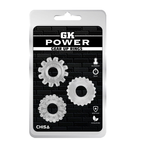 Набор из 3 эрекционных колец Gear Up Rings, прозрачный 370395710 фото 3