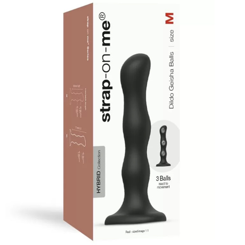 Фаллоимитатор Strap-On-Me Dildo Geisha Ball черный M, 16,5 см фото 4