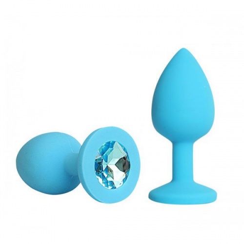 Втулка анальная синяя, цвет кристалла голубой