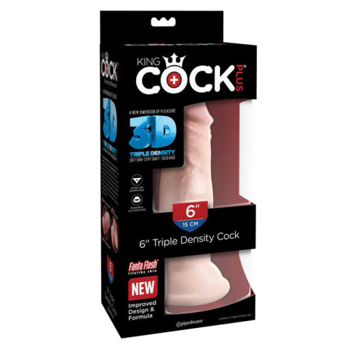 Фаллоимитатор на присоске без мошонки King Cock Plus 6 Triple Density Cock, телесный