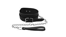 Ошейник с поводком черный  001-B-B RY  