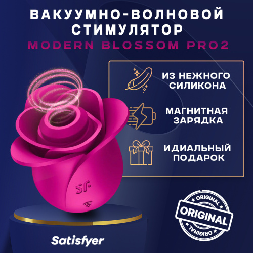 Вакуумно-волновой стимулятор с насадкой "жидкий воздух" Pro 2 Modern Blossom 65861 фото 2