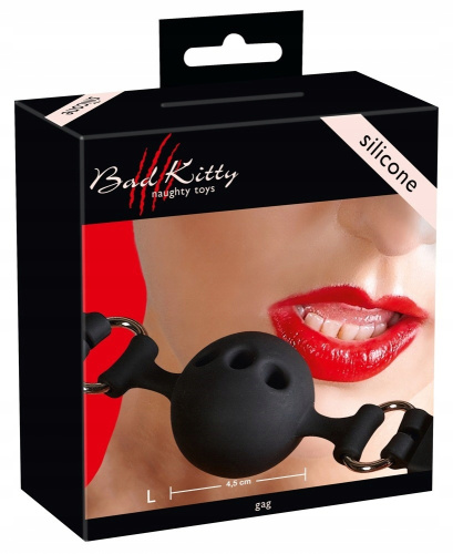 Черный силиконовый кляп-шарик Bad Kitty диам. 4,5 см 24933