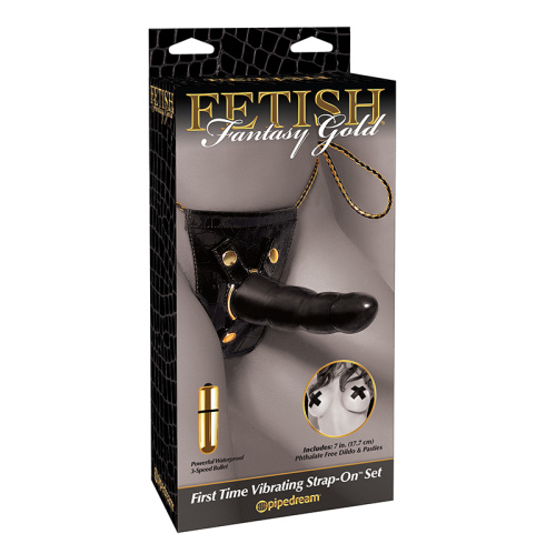Страпон с вибрацией серия Gold First Time Vibrating 3966-23 PD фото 2