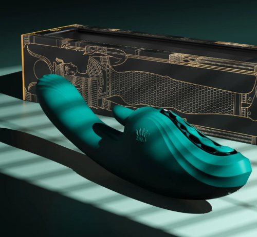 Вибратор Ares G-Spot Rabbit с функцией нагрева, изумрудный фото 4