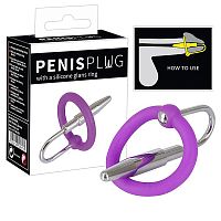 Уретральный плаг с силиконовым кольцом под головку Penis Plug