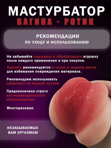 Мужской мастурбатор двусторонний вагина-рот Ml-018 фото 10