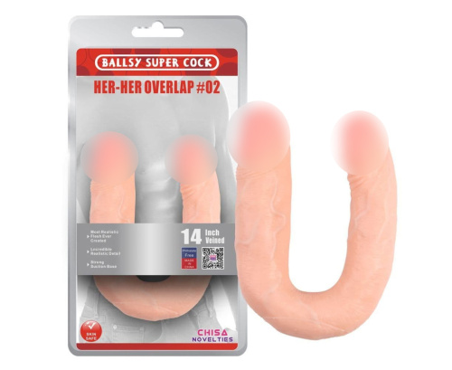 Двухсторонний фаллоимитатор Overlap телесного цвета 471978533 фото 6