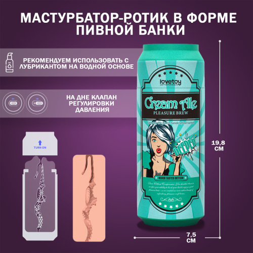 Мастурбатор-ротик в форме пивной банки Pleasure Brew Cream Ale 250025 LV  фото 7