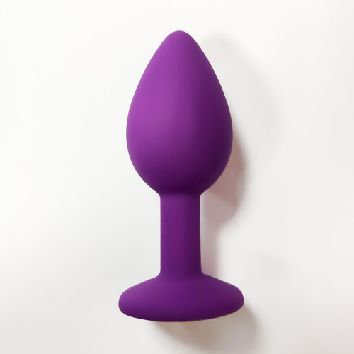 Анальная пробка силиконовая фиолетовая L 069RY,коробка фото 2