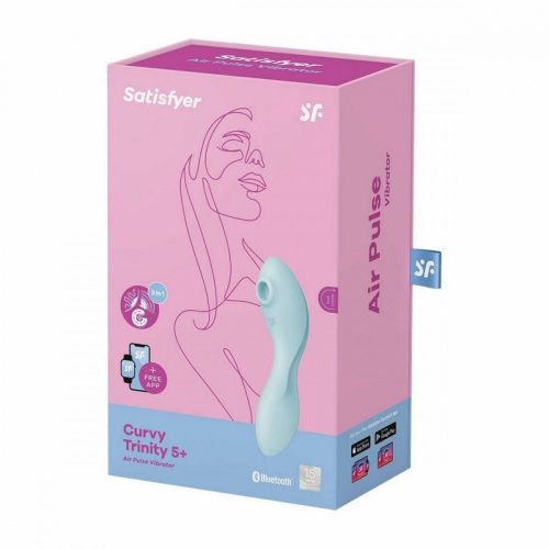 Голубой вакуум-волновой вибростимулятор Curvy Trinity 5+ 36564