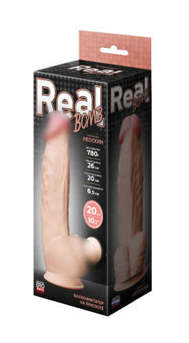 Фаллоимитатор неоскин на присоске в коробке REAL BOMB фото 2